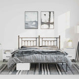 Metal Bed Frame without Mattress with Headboard Black 135x190 cm - Top-Down View