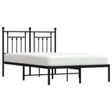 Metal Bed Frame without Mattress with Headboard Black 135x190 cm - 45-Degree Angle