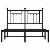 Metal Bed Frame without Mattress with Headboard Black 135x190 cm