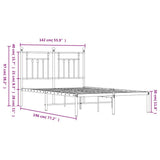 Metal Bed Frame without Mattress with Headboard Black 135x190 cm - Extra Image