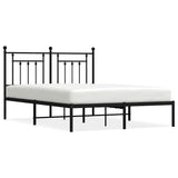 Metal Bed Frame without Mattress with Headboard Black 150x200 cm - Front View
