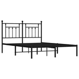 Metal Bed Frame without Mattress with Headboard Black 150x200 cm - Side View