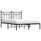 Metal Bed Frame without Mattress with Headboard Black 150x200 cm - 45-Degree Angle