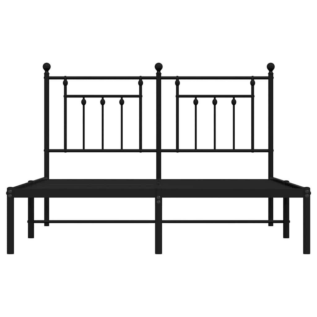 Metal Bed Frame without Mattress with Headboard Black 150x200 cm