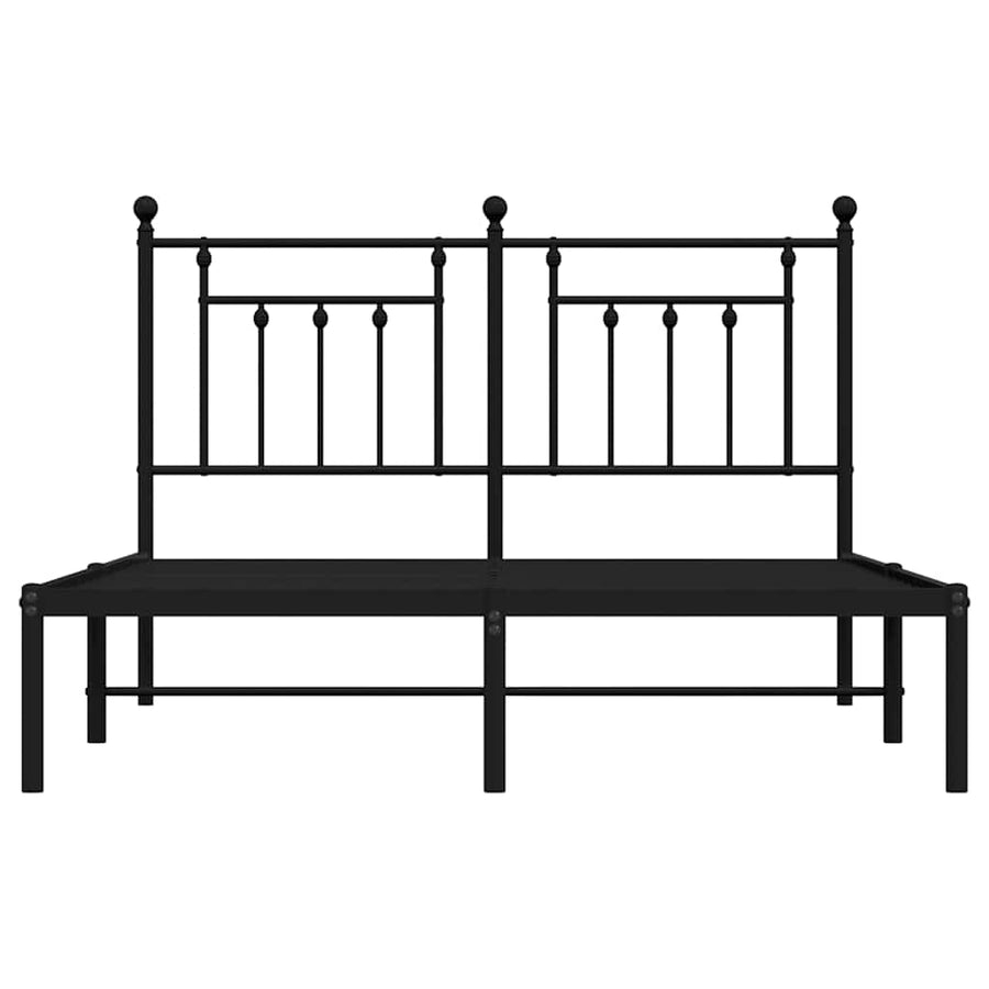 Metal Bed Frame without Mattress with Headboard Black 150x200 cm