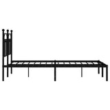 Metal Bed Frame without Mattress with Headboard Black 150x200 cm - Close-Up Angle