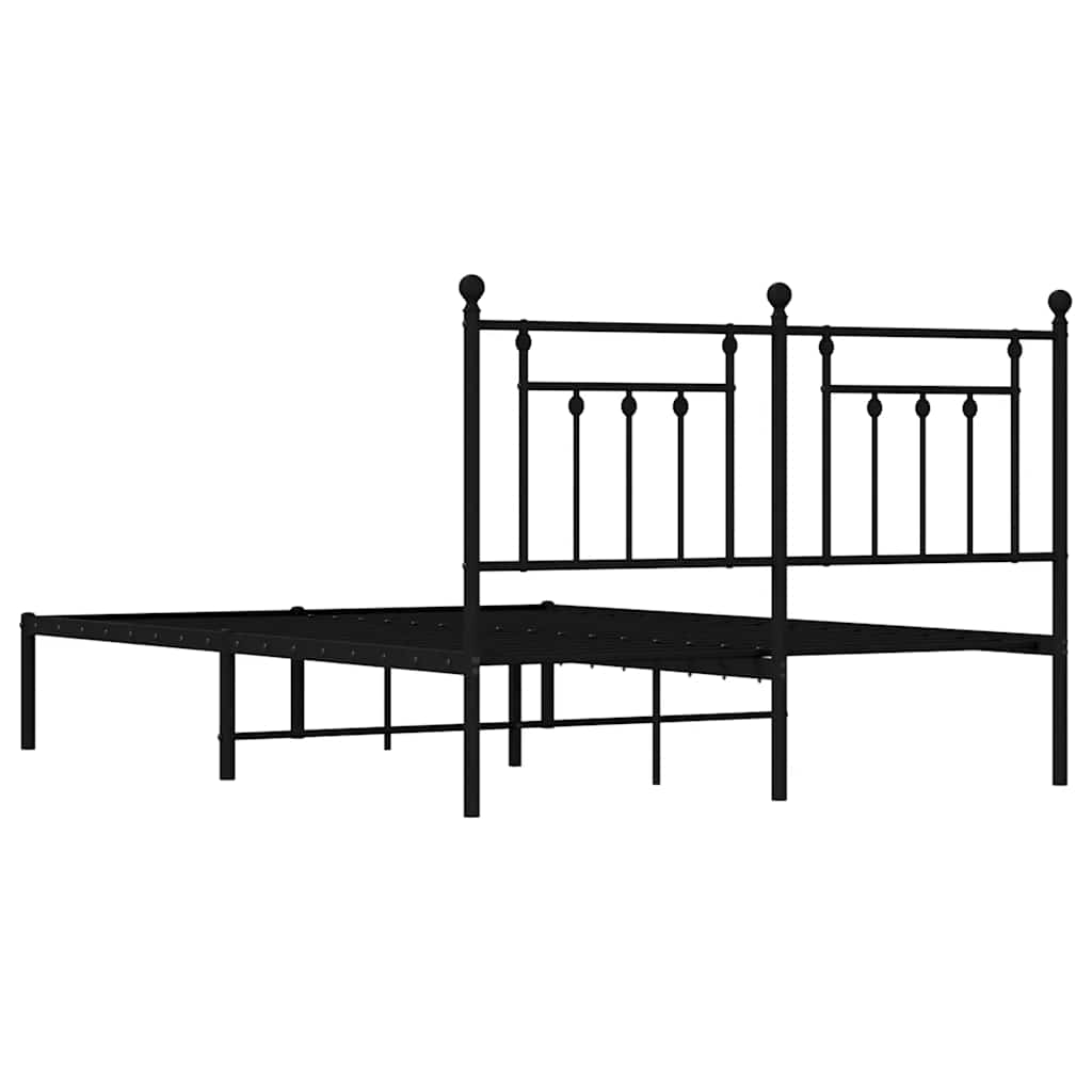 Metal Bed Frame without Mattress with Headboard Black 150x200 cm