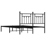 Metal Bed Frame without Mattress with Headboard Black 150x200 cm - Low Angle