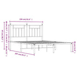 Metal Bed Frame without Mattress with Headboard Black 150x200 cm - Extra Image