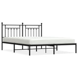 Metal Bed Frame without Mattress with Headboard Black 183x203 cm King