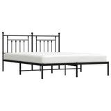 Metal Bed Frame without Mattress with Headboard Black 183x203 cm King - 45-Degree Angle