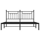 Metal Bed Frame without Mattress with Headboard Black 183x203 cm King