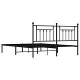 Metal Bed Frame without Mattress with Headboard Black 183x203 cm King - Low Angle