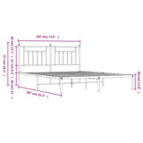 Metal Bed Frame without Mattress with Headboard Black 183x203 cm King