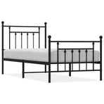 Metal Bed Frame without Mattress with Footboard Black 90x190 cm