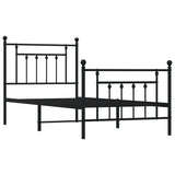 Metal Bed Frame without Mattress with Footboard Black 90x190 cm