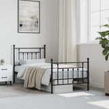 Metal Bed Frame without Mattress with Footboard Black 90x190 cm - Top-Down View