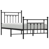Metal Bed Frame without Mattress with Footboard Black 90x190 cm