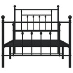 Metal Bed Frame without Mattress with Footboard Black 90x190 cm