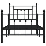 Metal Bed Frame without Mattress with Footboard Black 90x190 cm - Rear View