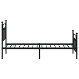 Metal Bed Frame without Mattress with Footboard Black 90x190 cm - Close-Up Angle
