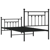 Metal Bed Frame without Mattress with Footboard Black 90x190 cm