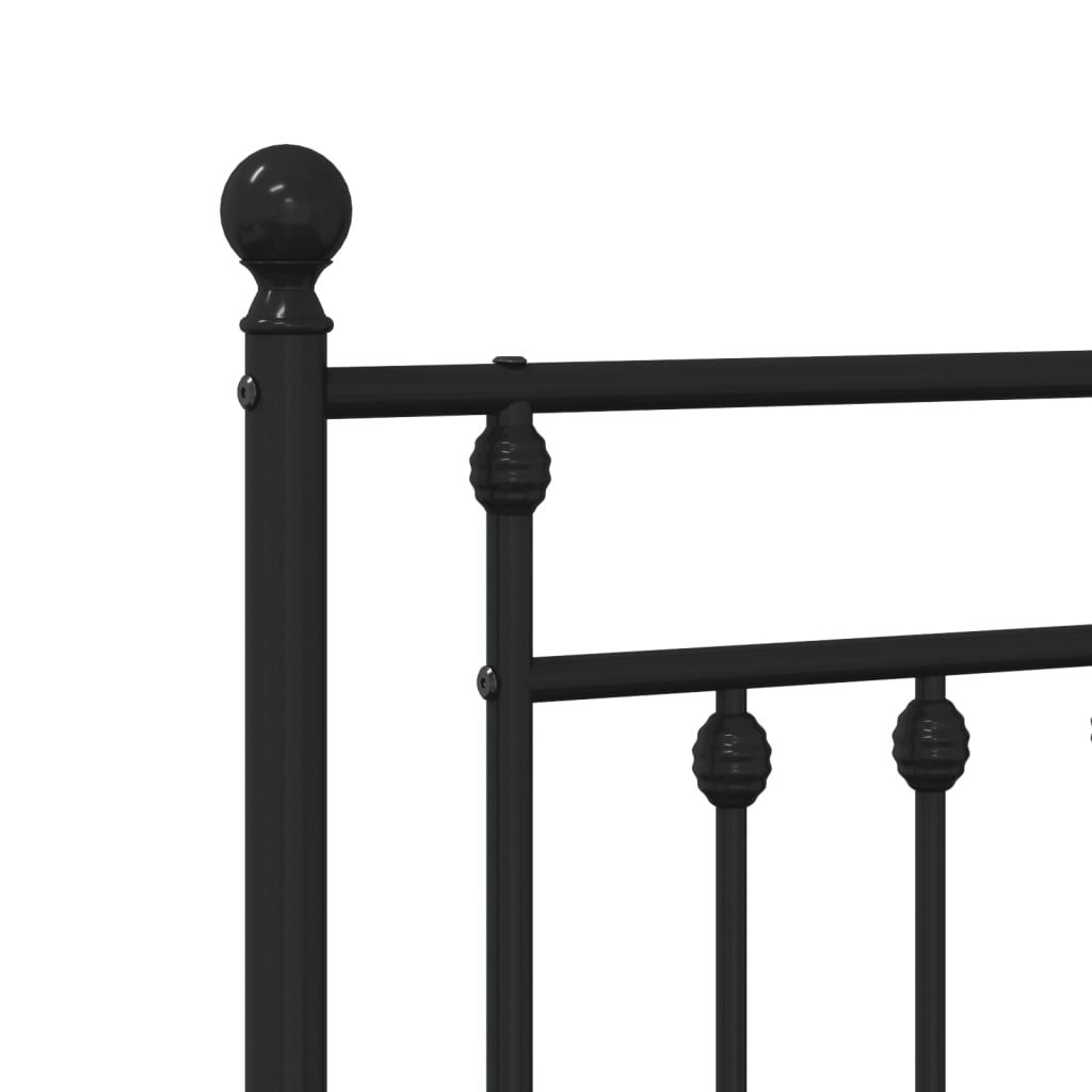 Metal Bed Frame without Mattress with Footboard Black 90x190 cm
