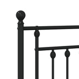 Metal Bed Frame without Mattress with Footboard Black 90x190 cm