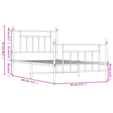 Metal Bed Frame without Mattress with Footboard Black 90x190 cm