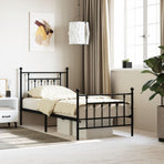 Metal Bed Frame without Mattress with Footboard Black 90x190 cm