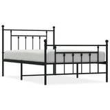 Metal Bed Frame without Mattress with Footboard Black 107x203 cm King Single - Front View