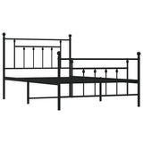 Metal Bed Frame without Mattress with Footboard Black 107x203 cm King Single