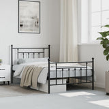 Metal Bed Frame without Mattress with Footboard Black 107x203 cm King Single - Top-Down View