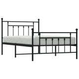 Metal Bed Frame without Mattress with Footboard Black 107x203 cm King Single - 45-Degree Angle