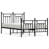 Metal Bed Frame without Mattress with Footboard Black 135x190 cm