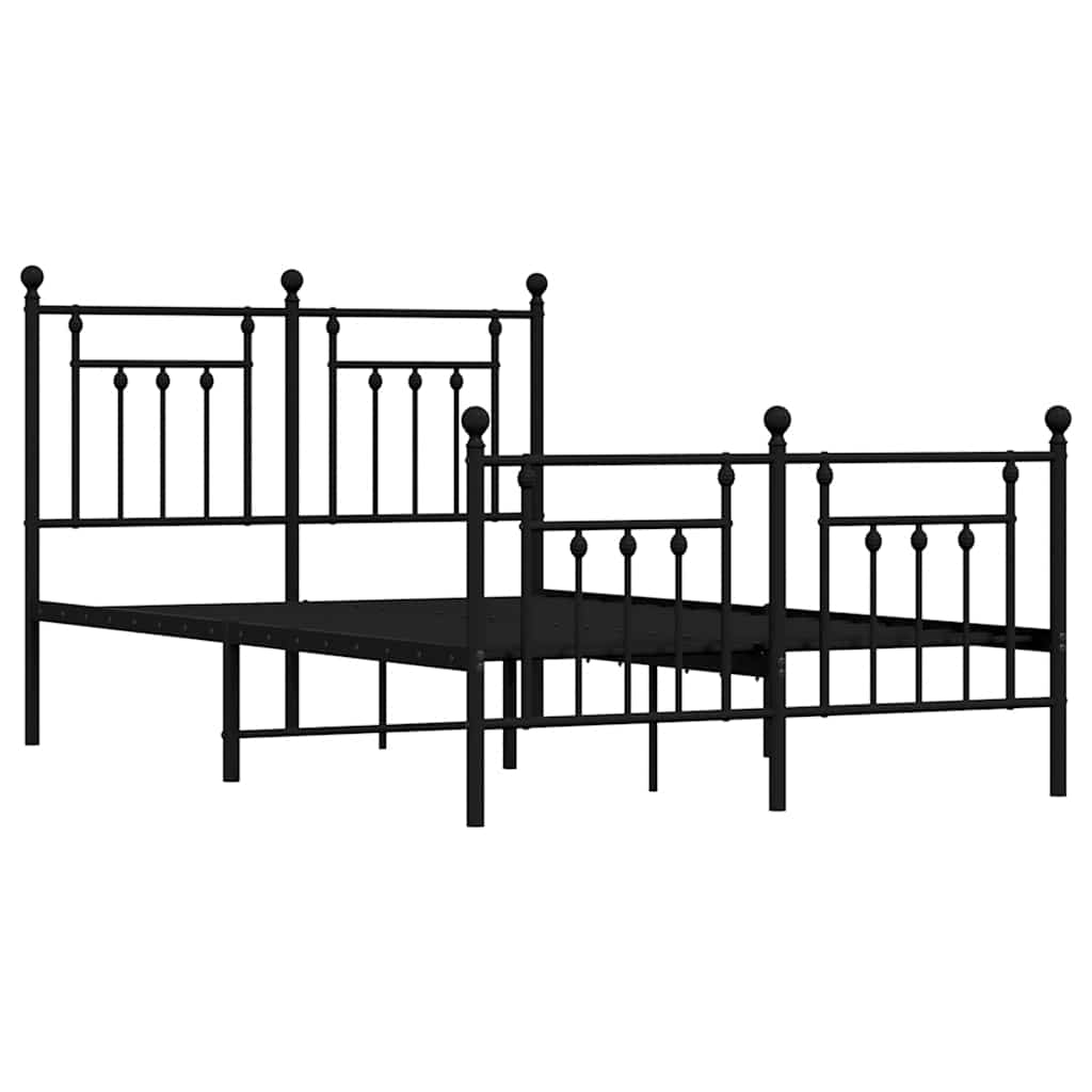 Metal Bed Frame without Mattress with Footboard Black 135x190 cm