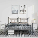Metal Bed Frame without Mattress with Footboard Black 135x190 cm