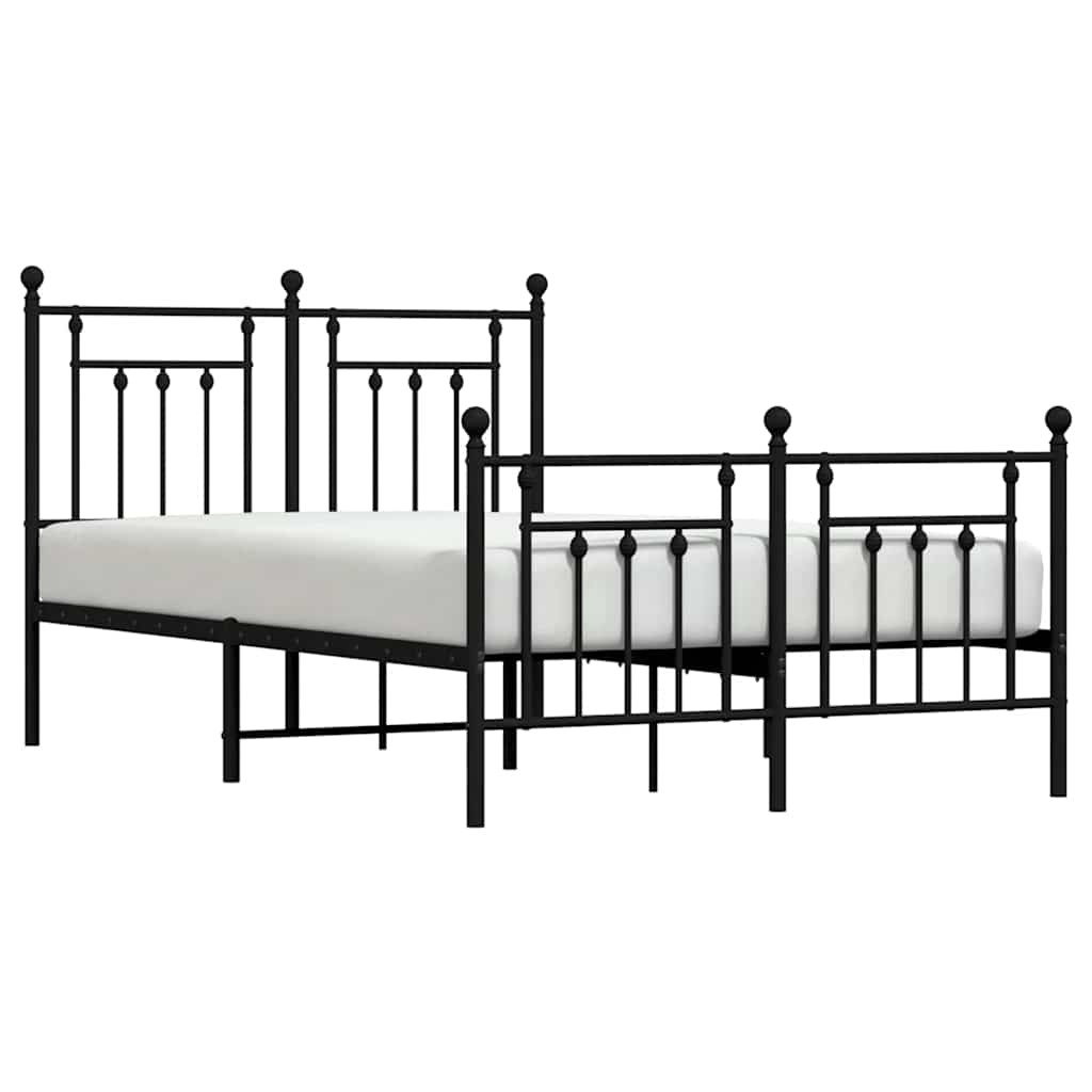 Metal Bed Frame without Mattress with Footboard Black 135x190 cm