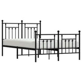 Metal Bed Frame without Mattress with Footboard Black 135x190 cm