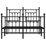 Metal Bed Frame without Mattress with Footboard Black 135x190 cm - Rear View