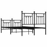 Metal Bed Frame without Mattress with Footboard Black 135x190 cm