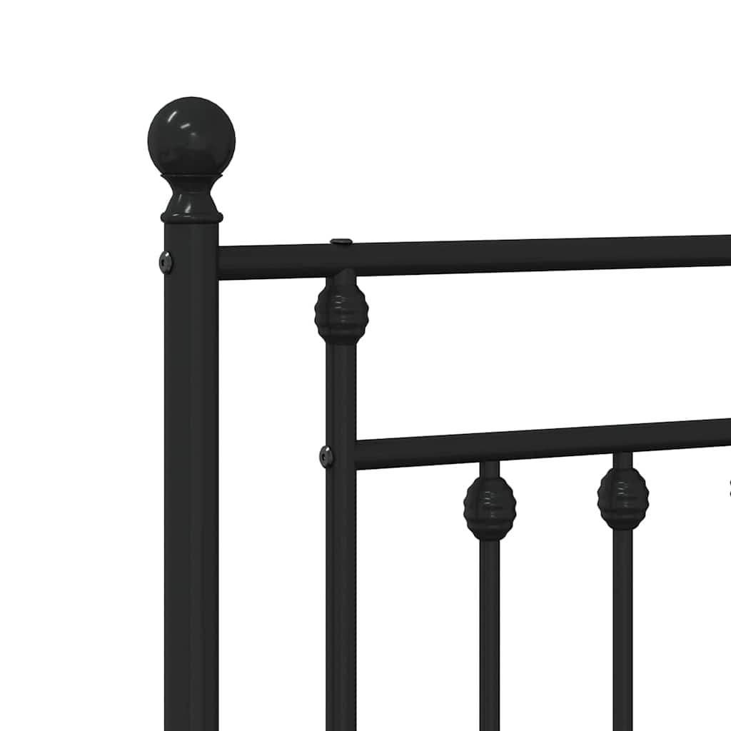 Metal Bed Frame without Mattress with Footboard Black 135x190 cm
