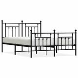 Metal Bed Frame without Mattress with Footboard Black 150x200 cm - Front View