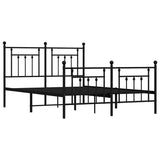 Metal Bed Frame without Mattress with Footboard Black 150x200 cm