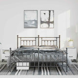 Metal Bed Frame without Mattress with Footboard Black 150x200 cm - Top-Down View
