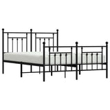 Metal Bed Frame without Mattress with Footboard Black 150x200 cm - 45-Degree Angle