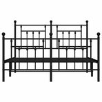 Metal Bed Frame without Mattress with Footboard Black 150x200 cm
