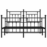 Metal Bed Frame without Mattress with Footboard Black 150x200 cm - Rear View