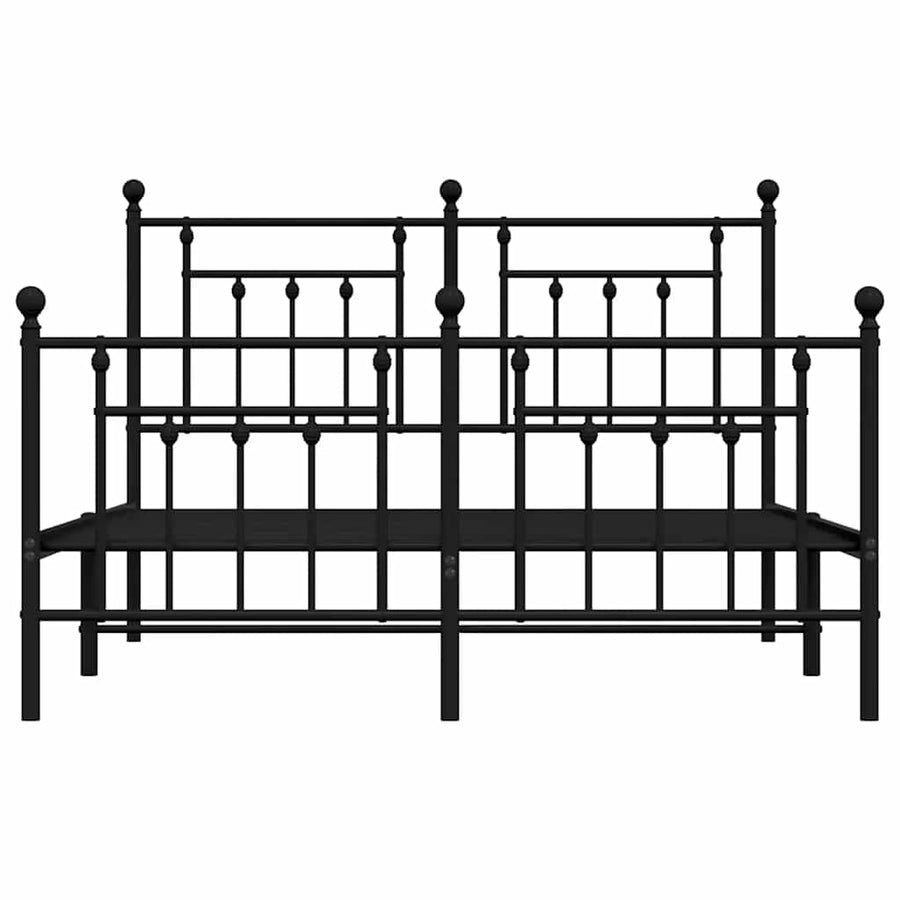 Metal Bed Frame without Mattress with Footboard Black 150x200 cm