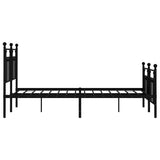 Metal Bed Frame without Mattress with Footboard Black 150x200 cm - Close-Up Angle